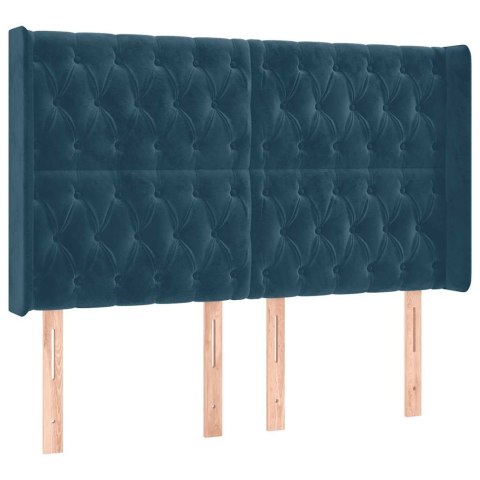 Łóżko kontynentalne, materac i LED, niebieski aksamit 140x200cm