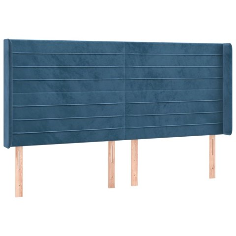 Łóżko kontynentalne, materac i LED, niebieski aksamit 200x200cm
