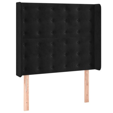 Łóżko kontynentalne z materacem i LED, czarny aksamit 90x190 cm