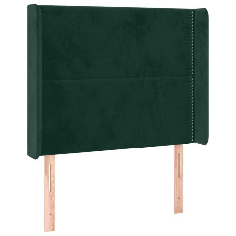 Łóżko kontynentalne z materacem i LED zielony aksamit 100x200cm