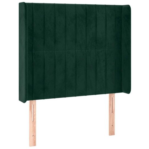 Łóżko kontynentalne z materacem i LED zielony aksamit 100x200cm