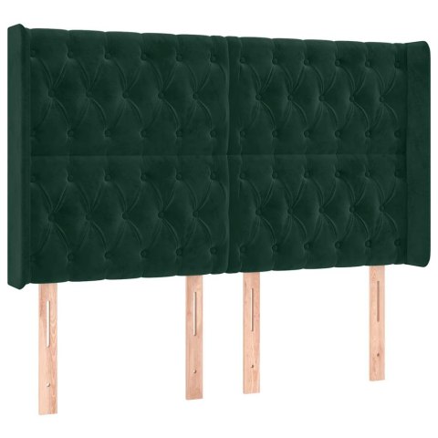 Łóżko kontynentalne z materacem i LED zielony aksamit 160x200cm