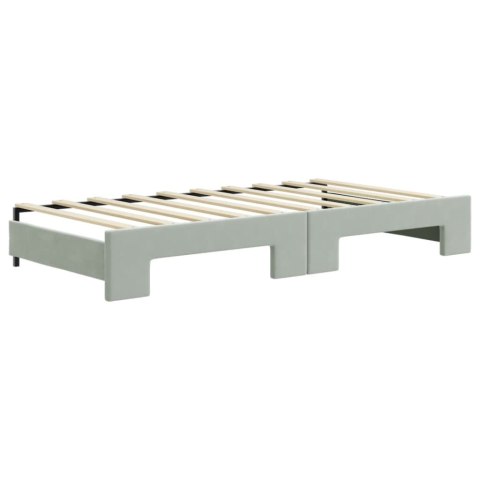 Sofa rozsuwana z materacami, jasnoszara, 90x190 cm, aksamit