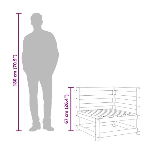 Ogrodowa sofa 3-osobowa, woskowy brąz, lite drewno sosnowe