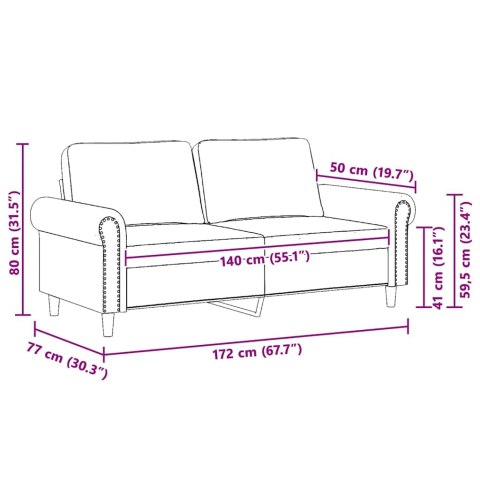 Sofa 2-osobowa, różowy, 140 cm, tapicerowana aksamitem