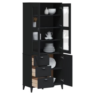 Kredens VIKEN, czarny, 80x40x190 cm, lite drewno sosnowe