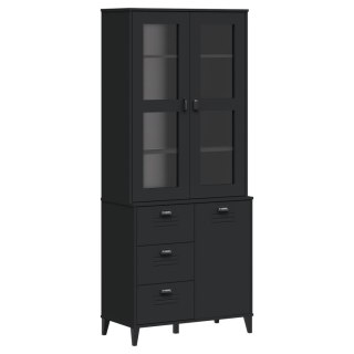 Kredens VIKEN, czarny, 80x40x190 cm, lite drewno sosnowe