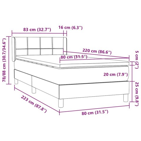 Łóżko kontynentalne z materacem, różowe, 80x220 cm