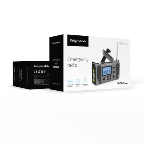 Radio solarne, przenośne radio awaryjne SOS, powerbank 10000mAh, latarka, dynamo, Kruger&Matz