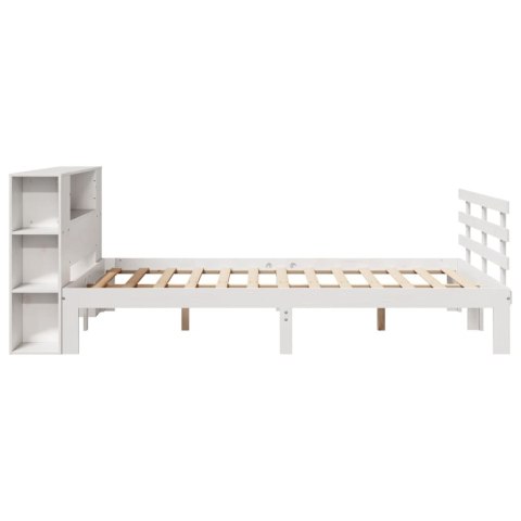 Łóżko z regałem vidaXL bez materaca, białe, 160x200 cm, lite drewno sosnowe