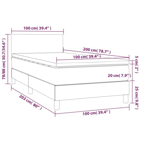 Łóżko kontynentalne, materac i LED cappuccino 100x200 cm