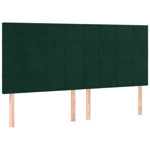 Łóżko kontynentalne z materacem, zielone, aksamit, 200x200 cm