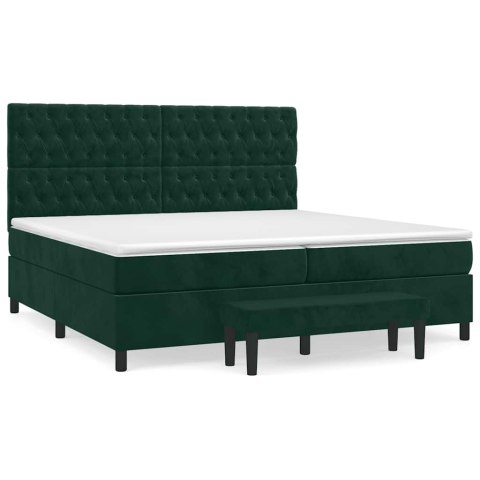 Łóżko kontynentalne z materacem, zielone, aksamit, 200x200 cm