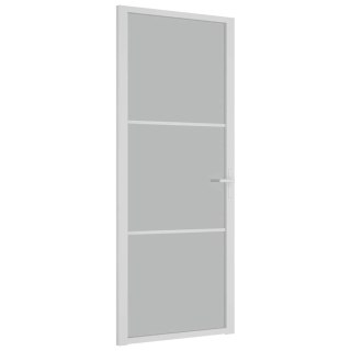 Drzwi wewnętrzne, 83x201,5 cm, białe, matowe szkło i aluminium