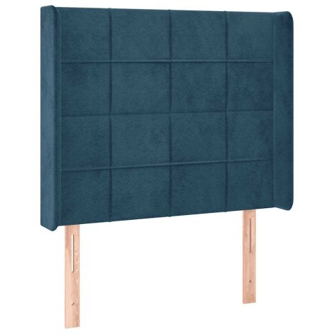Łóżko kontynentalne, materac i LED, niebieski aksamit 90x190 cm