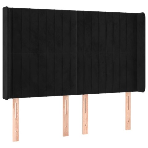 Łóżko kontynentalne z materacem i LED, czarny aksamit 140x190cm