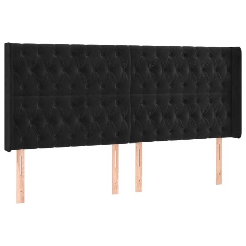 Łóżko kontynentalne z materacem i LED, czarny aksamit 200x200cm