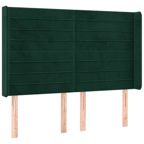 Łóżko kontynentalne z materacem i LED zielony aksamit 140x190cm