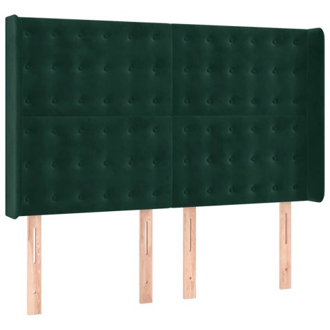 Łóżko kontynentalne z materacem i LED zielony aksamit 140x190cm