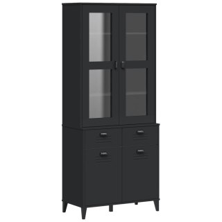 Kredens VIKEN, czarny, 80x40x190 cm, lite drewno sosnowe