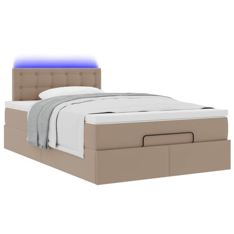 Łóżko otomana z materacami i LED, cappucino, 120x190cm ekoskóra