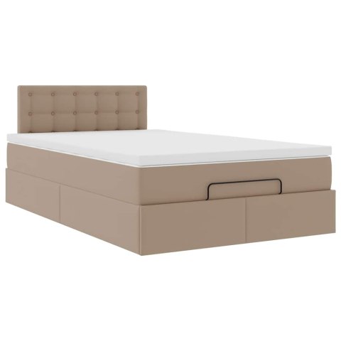 Łóżko otomana z materacami i LED, cappucino, 120x190cm ekoskóra