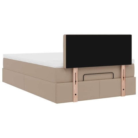 Łóżko otomana z materacami i LED, cappucino, 120x190cm ekoskóra