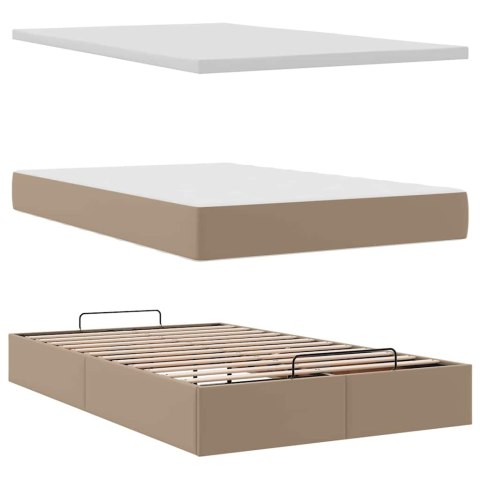 Łóżko otomana z materacami i LED, cappucino, 120x190cm ekoskóra
