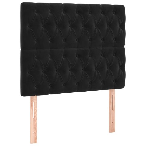 Łóżko kontynentalne z materacem, czarne, aksamit 100x200 cm