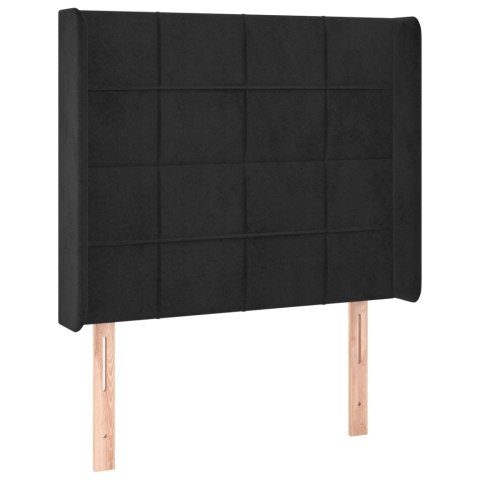 Łóżko kontynentalne z materacem i LED, czarny aksamit 80x200 cm
