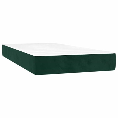 Łóżko kontynentalne z materacem i LED zielony aksamit 90x200 cm