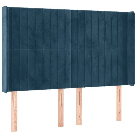 Łóżko kontynentalne, materac i LED, niebieski aksamit 140x200cm