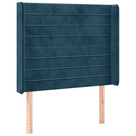 Łóżko kontynentalne, materac i LED, niebieski aksamit 90x190 cm