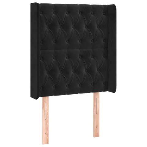 Łóżko kontynentalne z materacem i LED, czarny aksamit 80x200 cm
