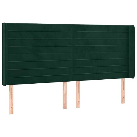 Łóżko kontynentalne z materacem i LED zielony aksamit 180x200cm