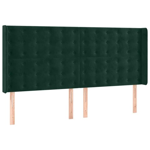 Łóżko kontynentalne z materacem i LED zielony aksamit 180x200cm