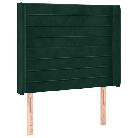 Łóżko kontynentalne z materacem i LED zielony aksamit 80x200 cm