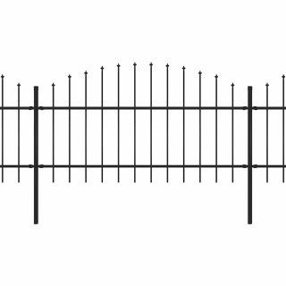 Panele ogrodzeniowe z grotami, stal, (1-1,25) x 13,6 m, czarne