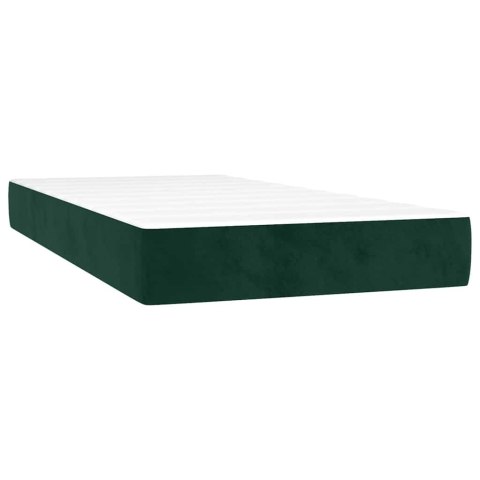 Łóżko kontynentalne z materacem i LED zielony aksamit 200x200cm