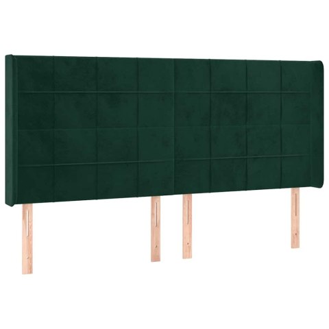 Łóżko kontynentalne z materacem i LED zielony aksamit 200x200cm