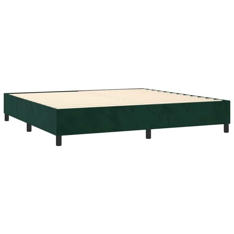 Łóżko kontynentalne z materacem i LED zielony aksamit 200x200cm
