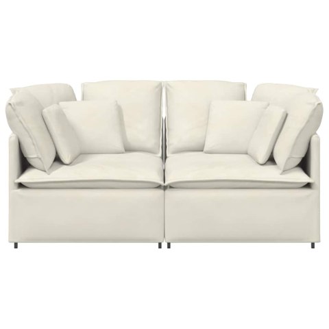 Sofa modułowa z poduszkami aksamitna kremowa