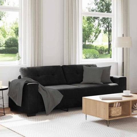 Sofa 3-osobowa Czarna 220x78x80 cm Aksamit