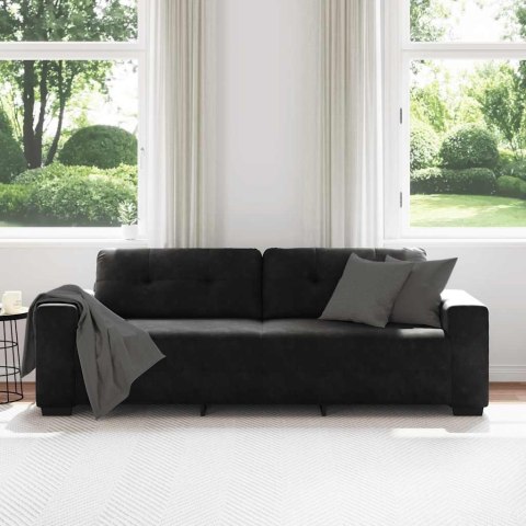 Sofa 3-osobowa Czarna 220x78x80 cm Aksamit