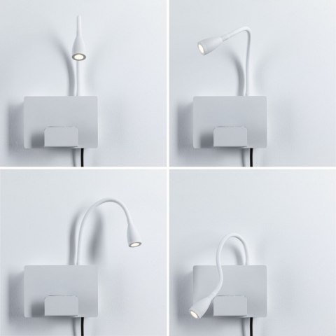 Oprawa ścienna HALINA LED 2.4W 200lm 2700K USB-C 230V biały mat /metal