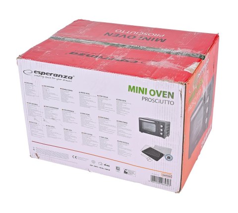 ESPERANZA MINI PIEKARNIK PROSCIUTTO 20L 1280W EKO008N (OUTLET)