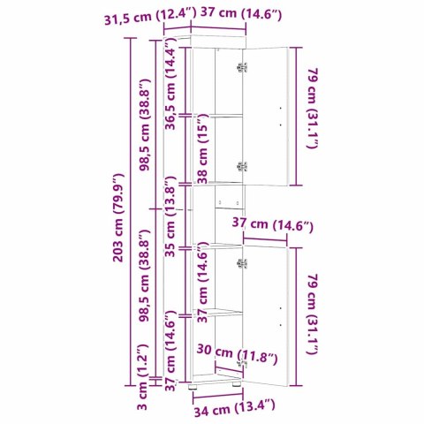 Zestaw mebli łazienkowych TULUM 3 pcs Wysoki połysk biały