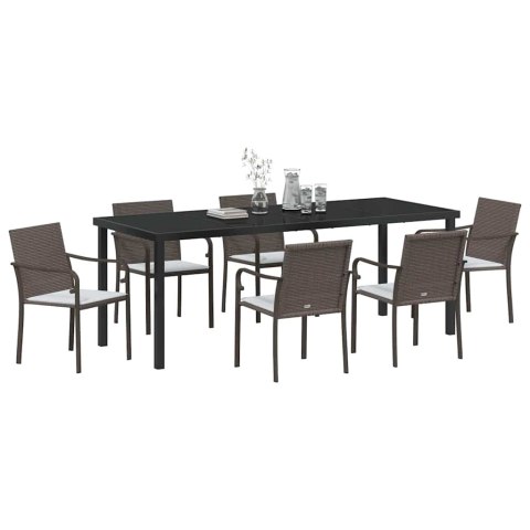 Zestaw do jadalni w ogrodzie 7 pcs Brązowy i czarny Rattan PE