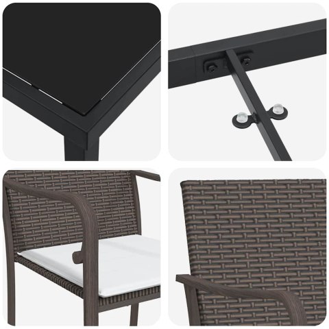 Zestaw do jadalni w ogrodzie 7 pcs Brązowy i czarny Rattan PE