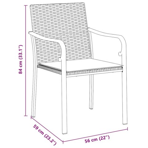 Zestaw do jadalni w ogrodzie 7 pcs Brązowy i czarny Rattan PE